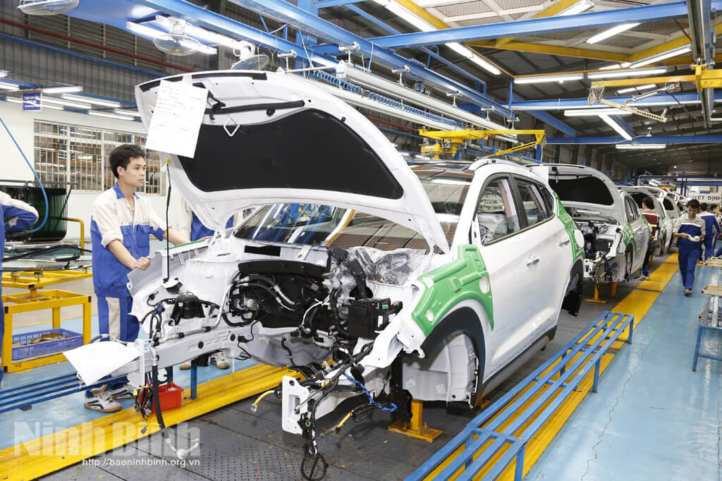 Dây chuyển sản xuất của Nhà máy sản xuất lắp ráp xe ô tô Hyundai Thành Công Ninh Bình.